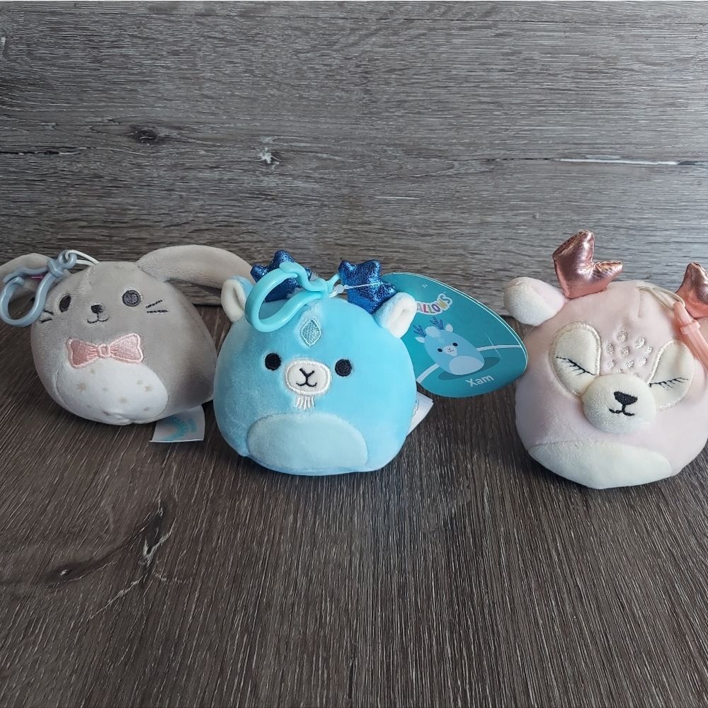 Squishmallow Plush Backpack Clips Set Of 3